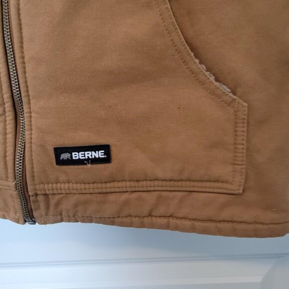 Berne Vest Womens S Tan Brown Fleece Lined Zip Pockets Work Wear Canvas - Picture 4 of 9
